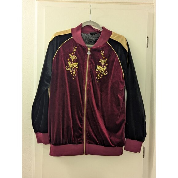 Harry Potter Burgundy & Gold Velvet Jacket XL Magical Creatures Embroidery Ragla - Picture 1 of 7